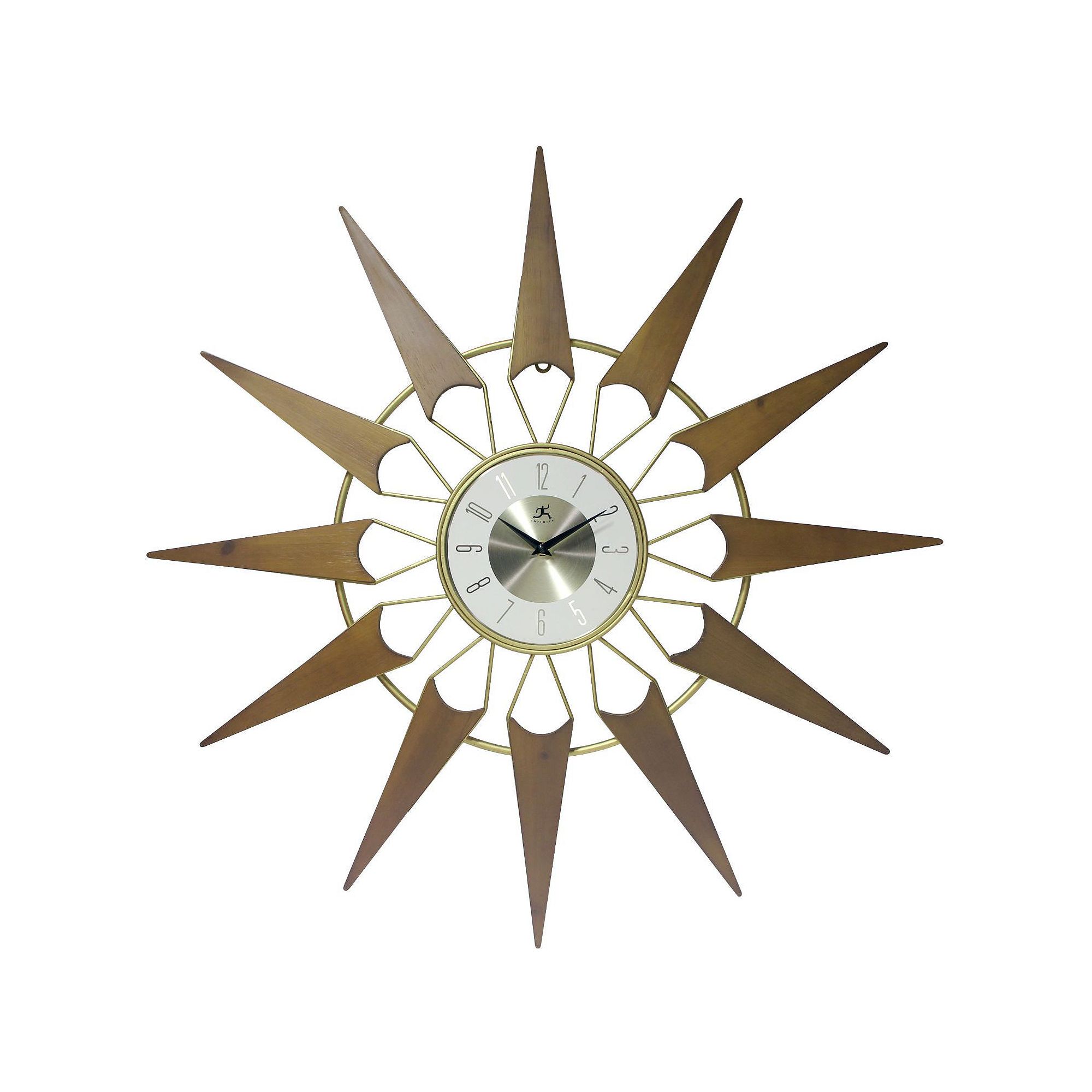 Infinity Instruments Nova Starburst Wall Clock, Gold Wood