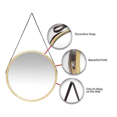 Infinity Instruments Hanging Strap Round Wall Mirror