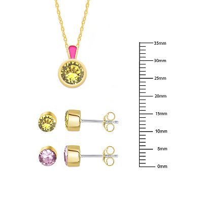 Royal Aura Pink Enamel & Stud Earring Duo Set