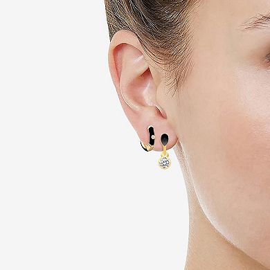 Royal Aura Black Enamel Necklace & Hoop Earrings Duo Set