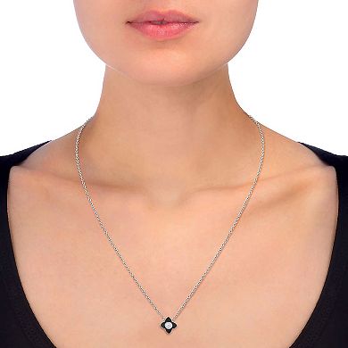 Royal Aura Black Enamel Floral Necklace & Stud Earring Set
