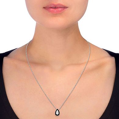 Royal Aura Black Enamel Teardrop Pendant & Stud Earring Set