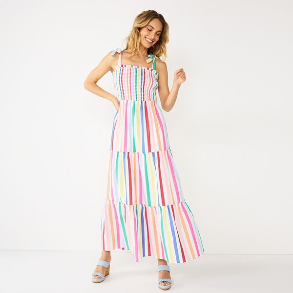 Women's DRAPER JAMES RSVP™ Tiered Maxi Dress with Bow Straps