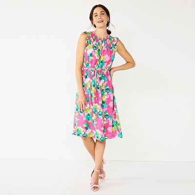 Women's DRAPER JAMES RSVP Smocked-Yoke Ruffle Short Dress