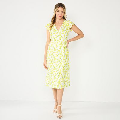 Women s DRAPER JAMES RSVP Lemon Wrap Midi Dress