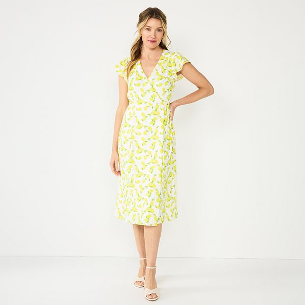 Women's DRAPER JAMES RSVP Lemon Wrap Midi Dress