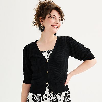 Women s Draper James Novelty Stitch Elbow Sleeve Cardigan