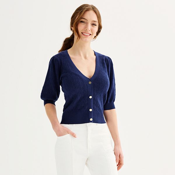 Women's Draper James Novelty Stitch Elbow Sleeve Cardigan