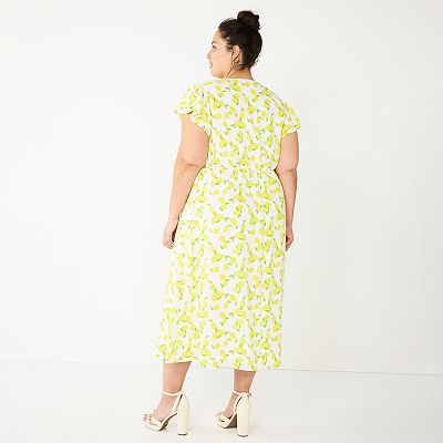 Plus Size DRAPER JAMES RSVP Lemon Wrap Midi Dress