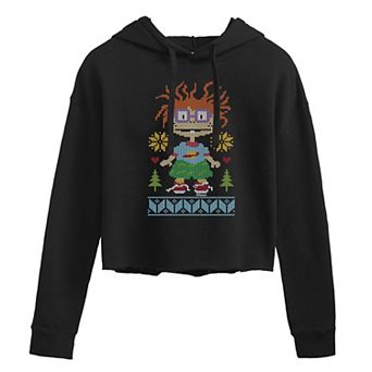 Juniors' Rugrats Christmas Chucky Cropped Hoodie