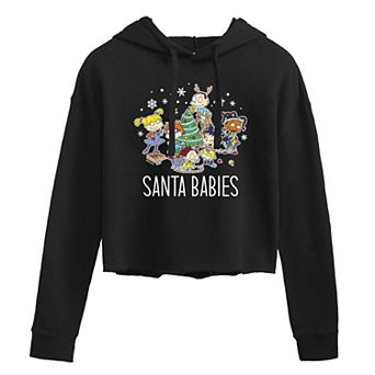 Juniors' Rugrats Christmas Santa Cropped Hoodie