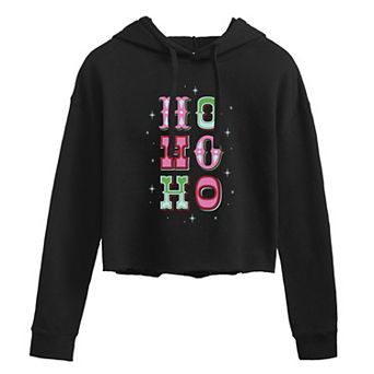 Juniors' Christmas "Ho Ho Ho" Cropped Hoodie