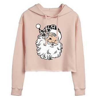Juniors' Christmas Vintage Santa Cropped Hoodie