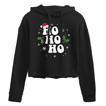 Juniors' Ho Ho Ho Cropped Graphic Hoodie