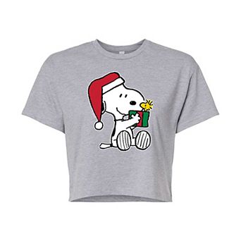 Juniors' Peanuts Gift Cropped Graphic Tee