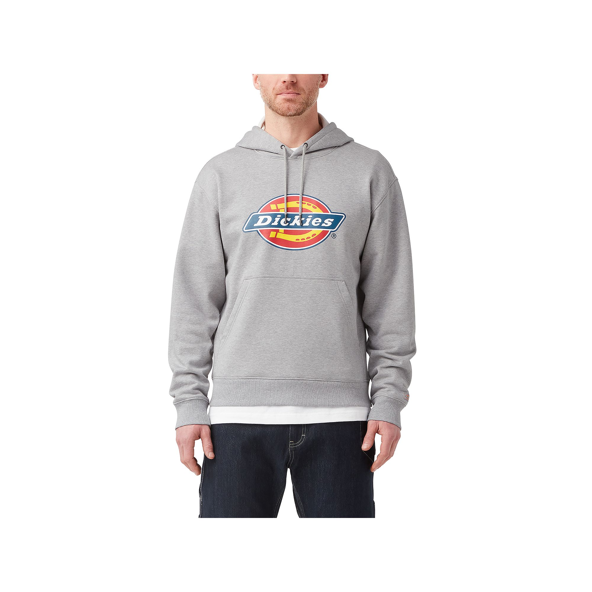 Mens Dickies Water Repellent Logo-Sleeve Hoodie, Size: Small, Logo Grey Gr