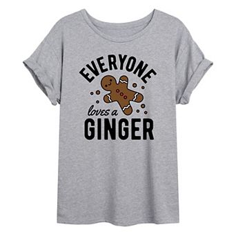 Juniors' Loves A Ginger Oversized Tee