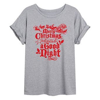 Juniors' Merry Christmas Oversized Graphic Tee