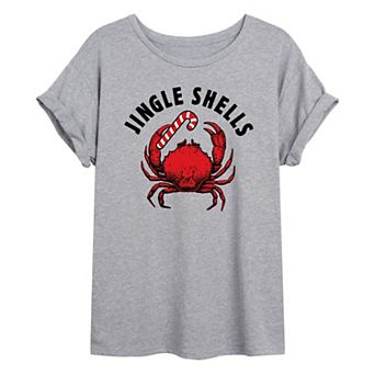 Juniors' Jingle Shells Crab Oversized Graphic Tee