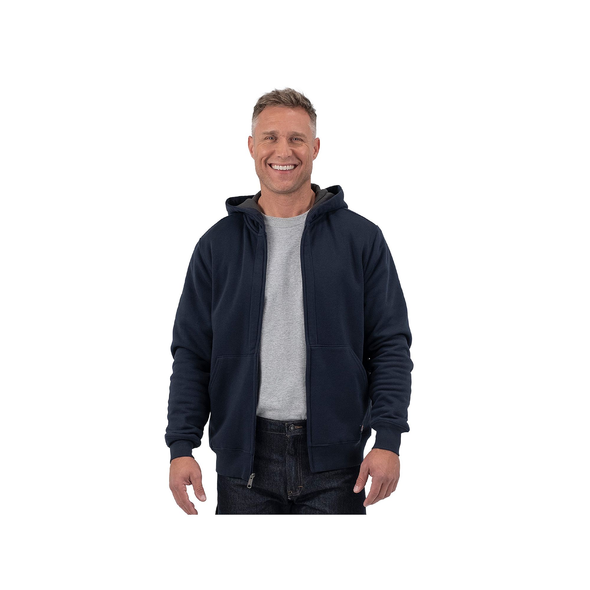 Mens Dickies Thermal Lined Full-Zip Fleece Hoodie, Size: Small, Dark Blue