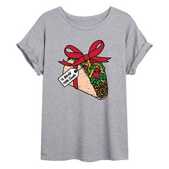 Juniors' Christmas Taco Gift Oversized Graphic Tee