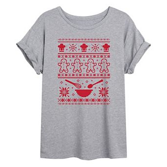 Juniors' Ugly Holiday Baking Oversized Graphic Tee