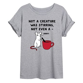 Juniors' Mouse Stirring Oversized Graphic Tee