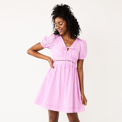 Juniors' SO Eyelet & Lace Dress