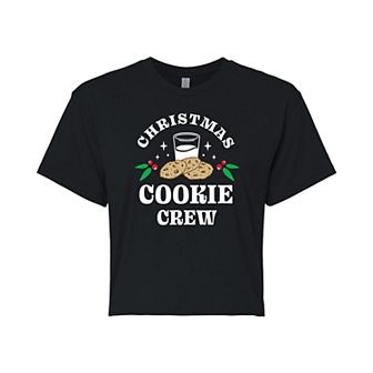 Juniors' Christmas Cookie Cropped Graphic Tee