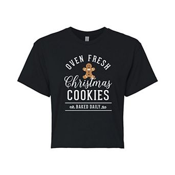 Juniors' Christmas Cookies Cropped Graphic Tee