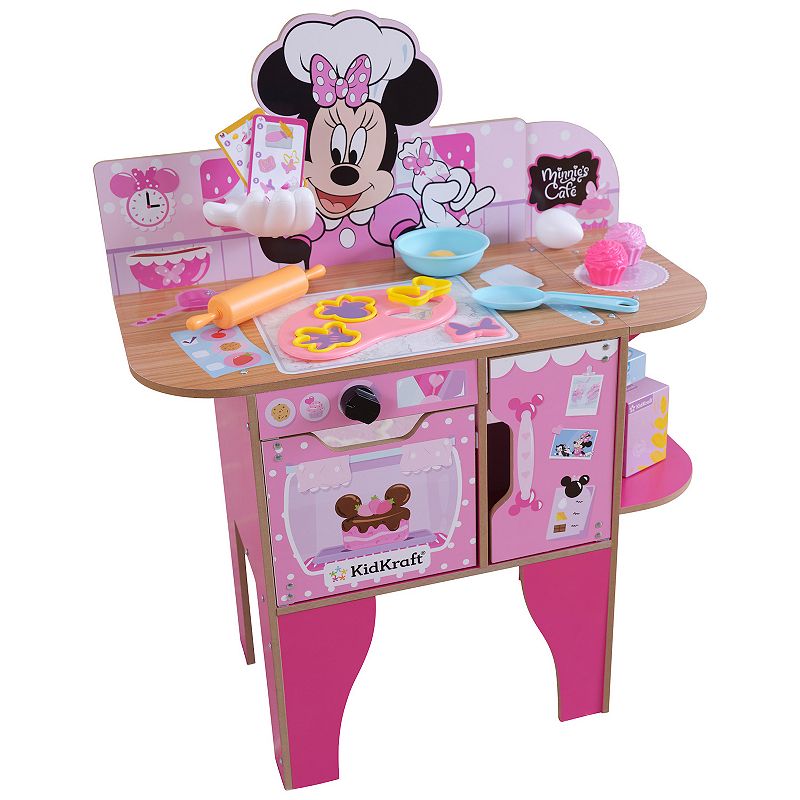 Disneys Minnie Mouse Wooden Bakery & Café Toddler Play Kitchen with 18 Ac