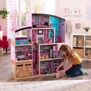 KidKraft Shimmer Mansion Wooden Dollhouse for 12-Inch Dolls & 30-Piece Accessories
