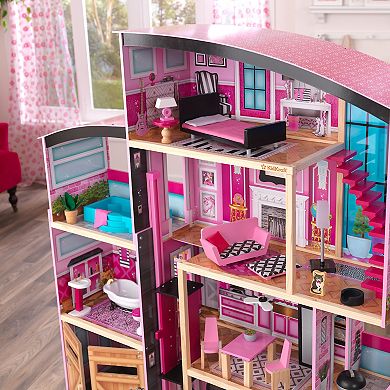 KidKraft Shimmer Mansion Wooden Dollhouse for 12-Inch Dolls & 30-Piece Accessories