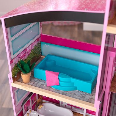 KidKraft Shimmer Mansion Wooden Dollhouse for 12-Inch Dolls & 30-Piece Accessories