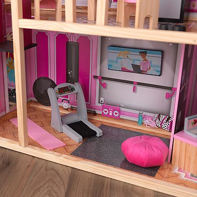 KidKraft Shimmer Mansion Wooden Dollhouse for 12-Inch Dolls & 30-Piece Accessories