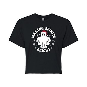 Juniors' Spirits Bright Cropped Graphic Tee