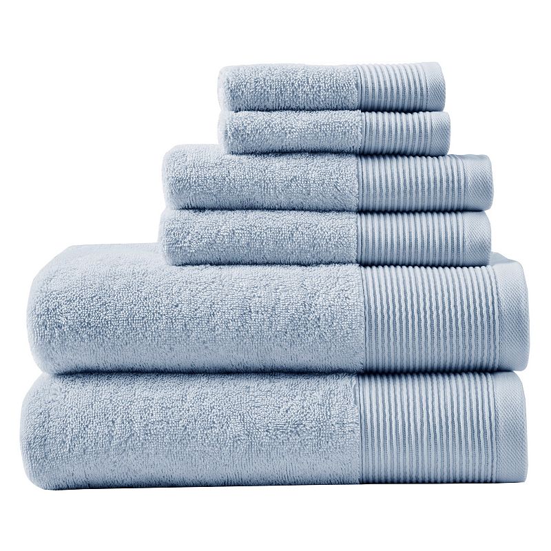 6pc Antimicrobial Nuage Cotton Tencel Blend Towel Set Blue - Beautyrest