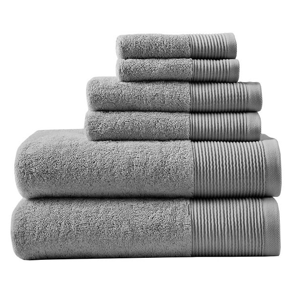 6pc Antimicrobial Nuage Cotton Tencel Blend Towel Set Charcoal - Beautyrest