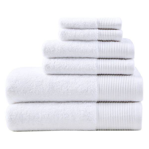 6pc Antimicrobial Nuage Cotton Tencel Blend Towel Set White - Beautyrest