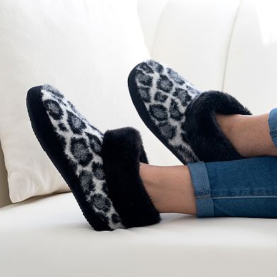 isotoner Memory Foam Cheetah Comfort Boot Women's Slippers