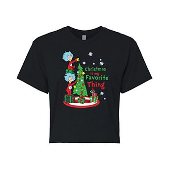Juniors' Dr. Seuss "Christmas Favorite Thing" Cropped Graphic Tee