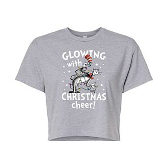 Juniors' Dr. Seuss "Christmas Cheer" Cropped Graphic Tee