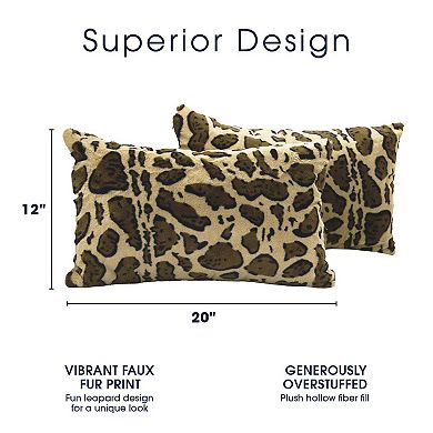 Cheer Collection Set of 2 Leopard Print Throw Pillows - 12x20