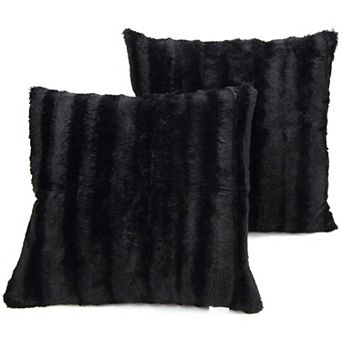 Cheer Collection Faux Fur Square Decorative Pillow 18x18 (Set of 2)
