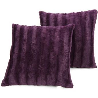 Cheer Collection Faux Fur Square Decorative Pillow 18x18 (Set of 2)