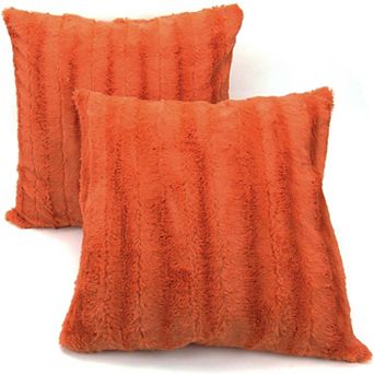 Cheer Collection Faux Fur Square Decorative Pillow 18x18 (Set of 2)