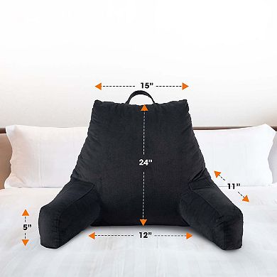 Cheer Collection Backrest Reading Pillow - Plush Fiber Filled TV and Gaming Pillow with Armrest