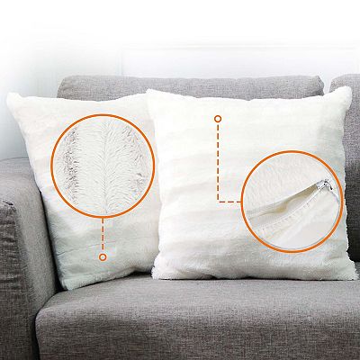 Cheer Collection Faux Fur Throw Pillows Set of 2 Decorative Couch Pillows 26 x 26