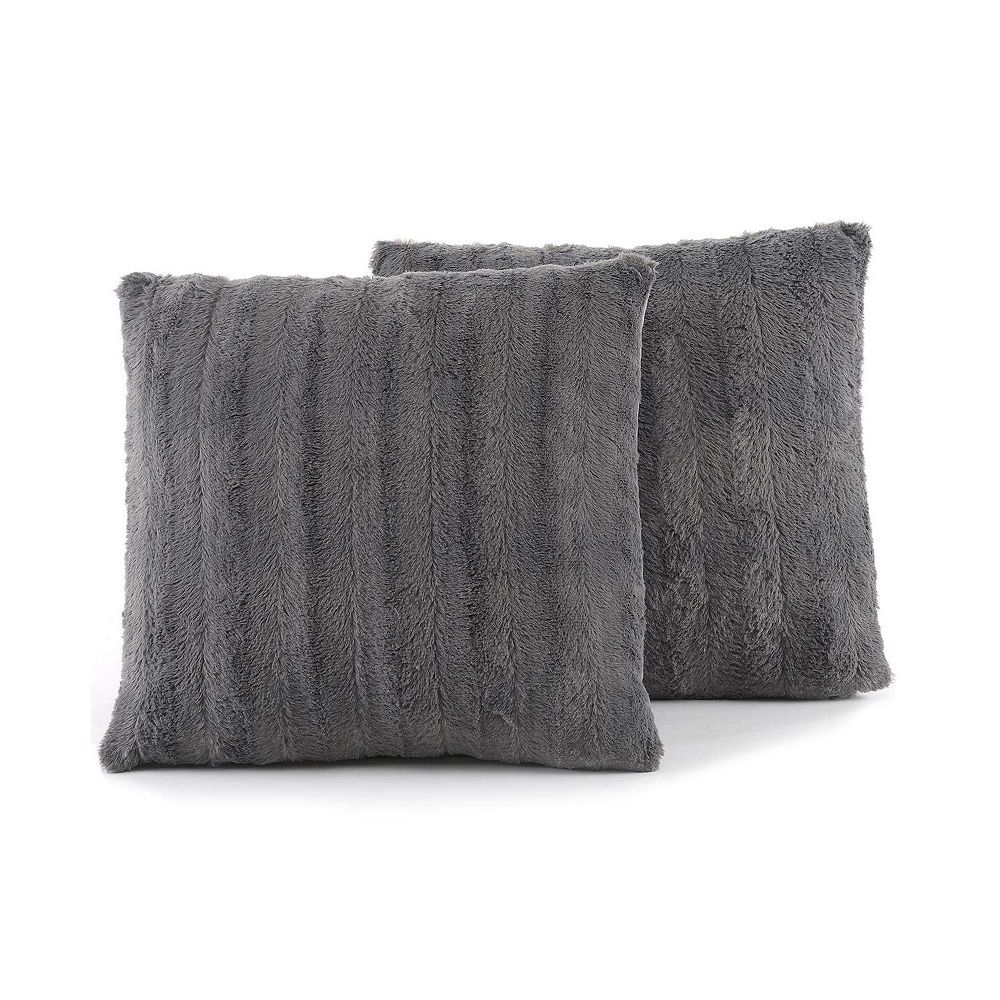 Cheer Collection Faux Fur Throw Pillows - Set Of 2 Decorative Couch ...