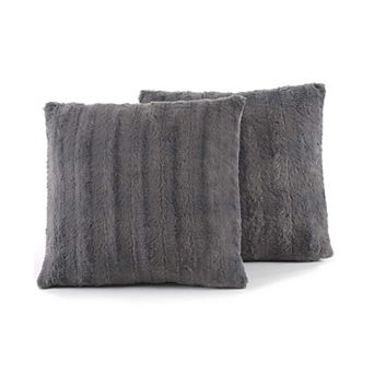 Cheer Collection Faux Fur Throw Pillows - Set of 2 Decorative Couch Pillows - 26" x 26"